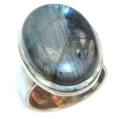 Mesmerizing Fire Labradorite .925 Sterling Silver Bali handmade ring size 6 1/4