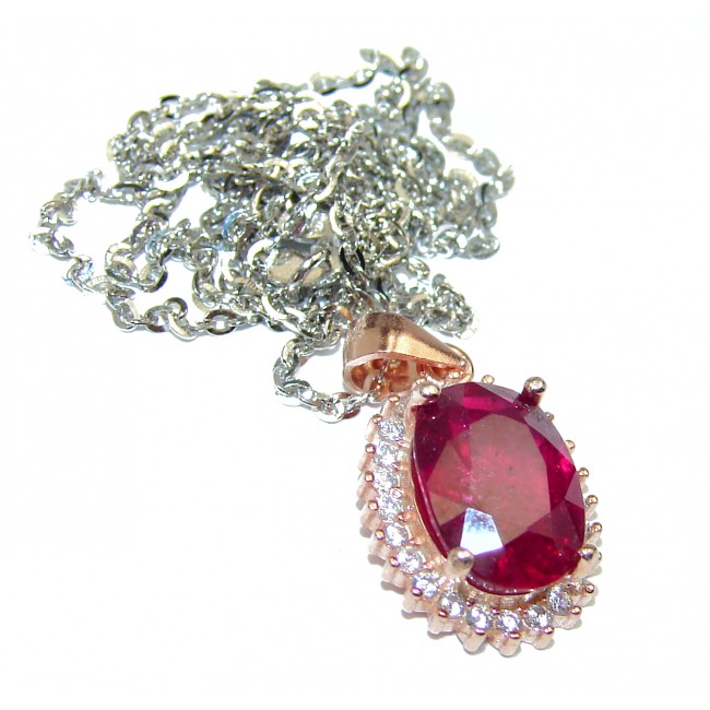 Ruby 18K Rose Gold over .925 Sterling Silver handmade Necklace