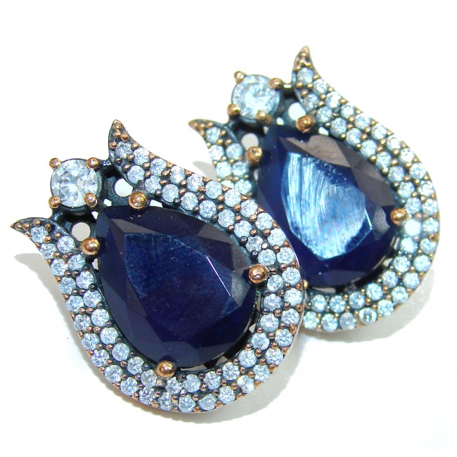 Egyptian Night created Sapphire .925 Sterling Silver earrings