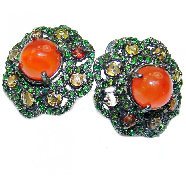 Sublime Orange Carnelian .925 Sterling Silver handmade earrings