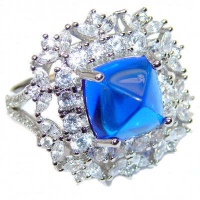 Electric Blue Topaz .925 Sterling Silver handmade Ring size 7