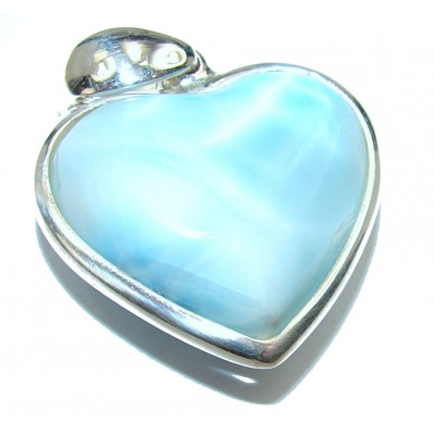 Beautiful Angel's Heart amazing quality Larimar .925 Sterling Silver handmade pendant