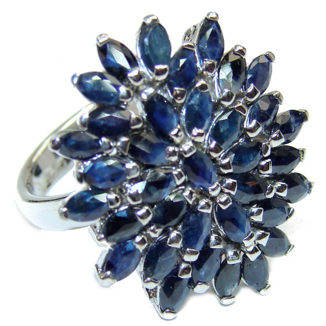 Sapphire .925 Sterling Silver handcrafted Statement Ring size 7 1/4