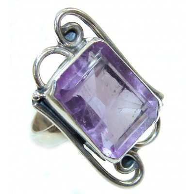 Giant authentic Amethyst .925 Sterling Silver Ring size 8