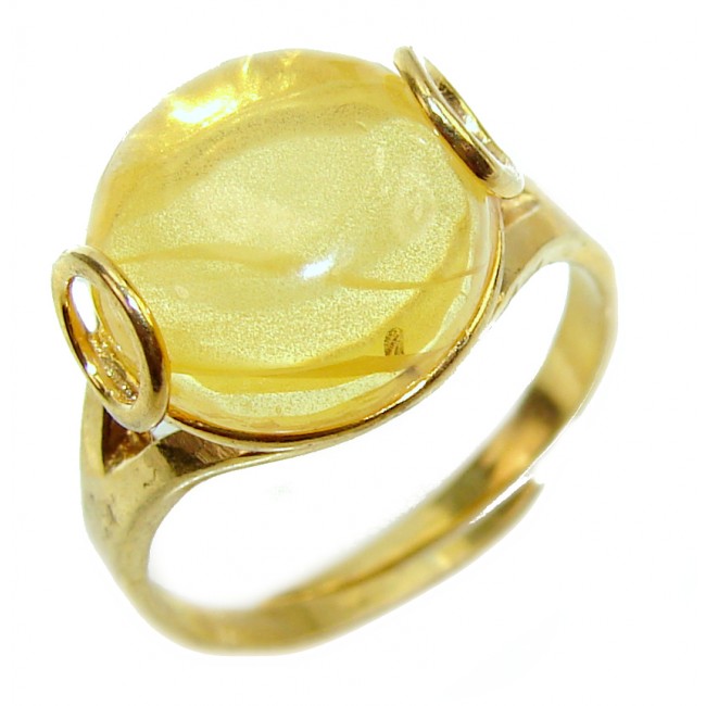 Authentic rare Butterscotch Baltic Amber .925 Sterling Silver handcrafted ring; s. 6 adjustable