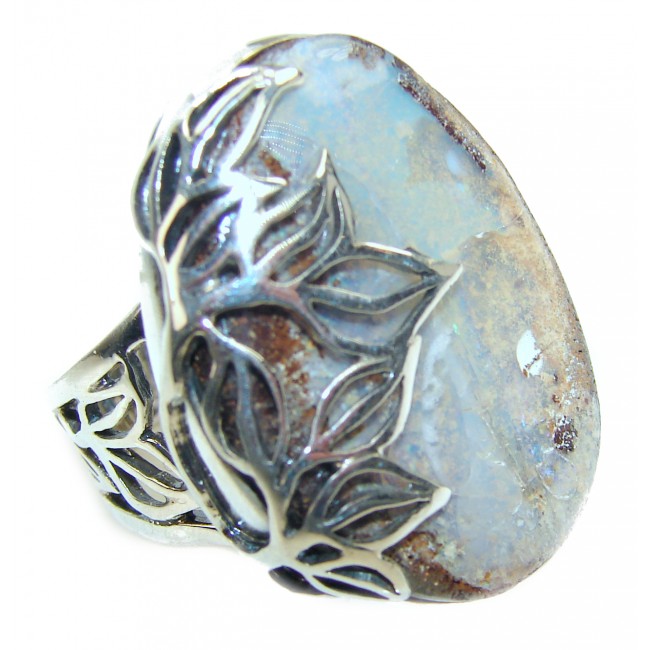Atlantic Australian Boulder Opal .925 Sterling Silver handcrafted ring size 7 adjustable