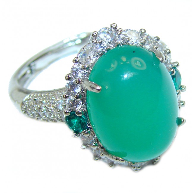 Spectacular Natural Jade .925 Sterling Silver handmade Statement ring s. 9 1/2 adjustable