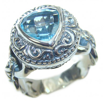Swiss Blue Topaz .925 Sterling Silver handmade Ring size 6