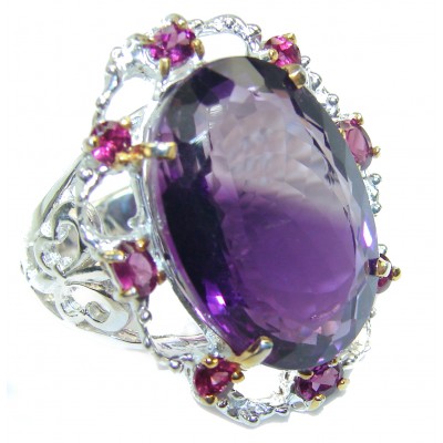 Purple Beauty 28.5 carat authentic Amethyst .925 Sterling Silver Ring size 9