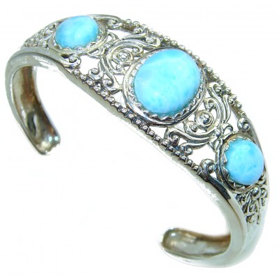 Perfect Harmony Blue Larimar .925 Sterling Silver handcrafted Bracelet / Cuff