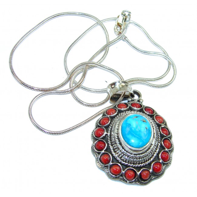 GO West Chunky Turquoise Sterling Silver handcrafted necklace