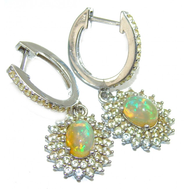 Venetian night Genuine Ethiopian Opal Sapphire .925 Sterling Silver handcrafted Earrings