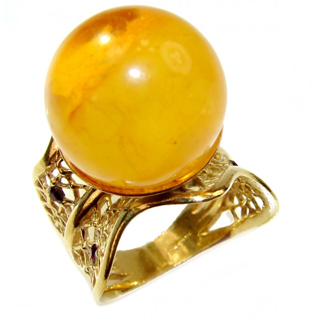 Authentic rare Butterscotch Baltic Amber .925 Sterling Silver handcrafted ring; s. 8