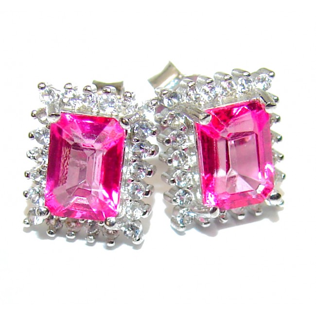 Pink Topaz .925 Sterling Silver handcrafted earrings