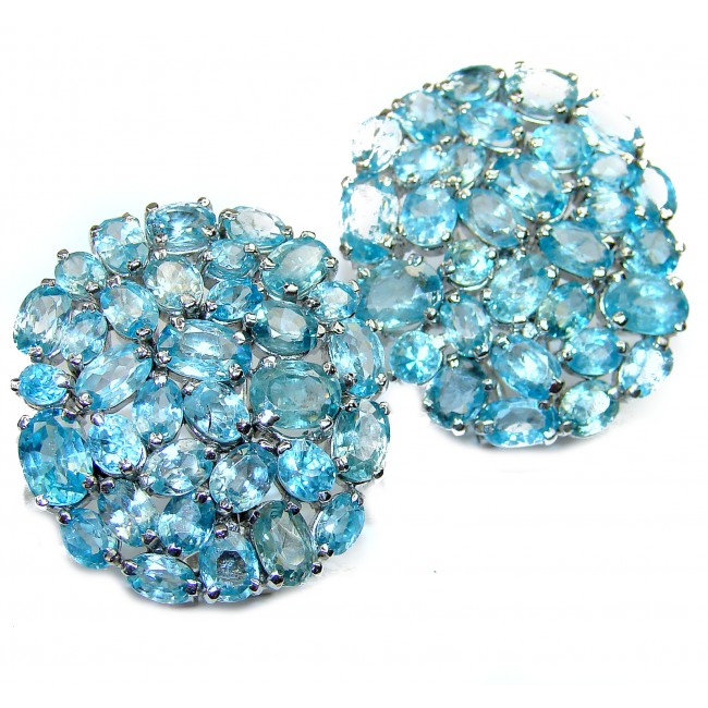 Abundance of Joy authentic Swiss Blue Topaz .925 Sterling Silver handcrafted Large earrings