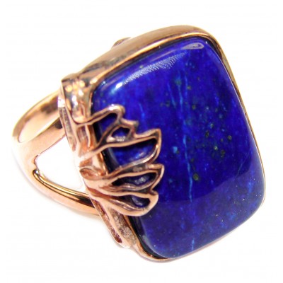 Natural Lapis Lazuli 14K Gold over .925 Sterling Silver handcrafted ring size 8