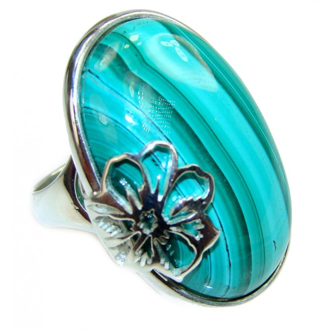 Green Beauty Malachite .925 Sterling Silver handcrafted ring size 7 1/4