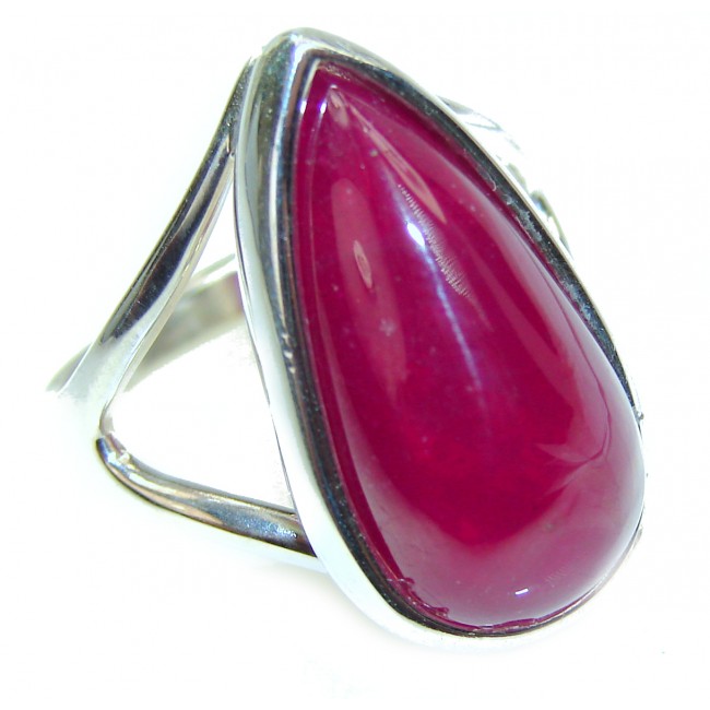23.5 carat Authentic Ruby .925 Sterling Silver handcrafted ring; s. 8
