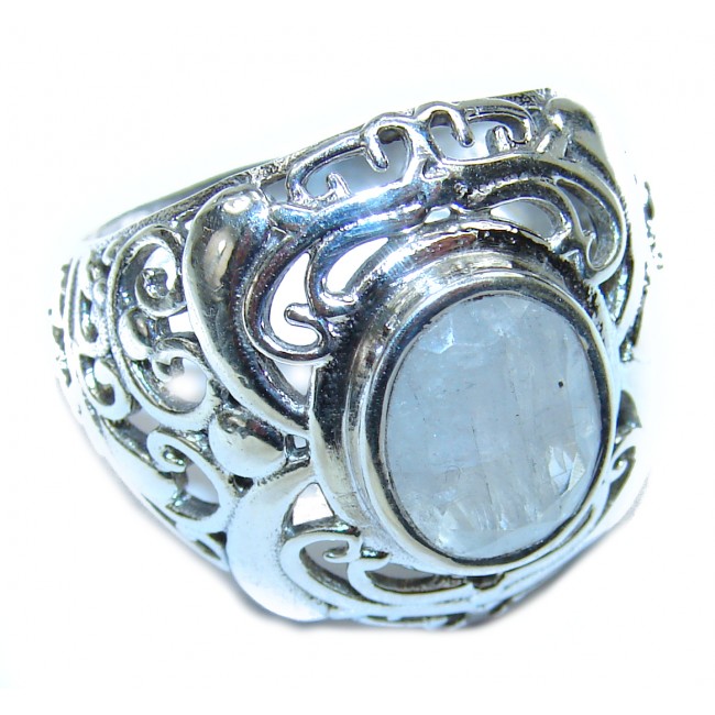 Best quality Genuine Fire Moonstone .925 Sterling Silver handcrafted ring size 9