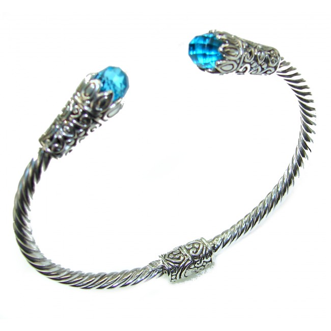 Enchanted Beauty Swiss Blue Topaz .925 Sterling Silver Bracelet / Cuff