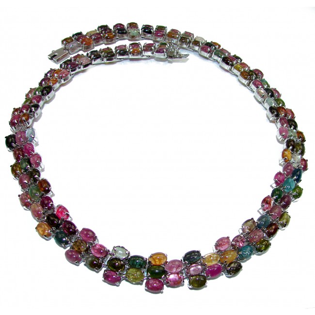 HUGE Precious authentic Brazilian Watermelon Tourmaline .925 Sterling Silver handcrafted necklace