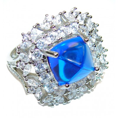 Electric Blue Topaz .925 Sterling Silver handmade Ring size 7 1/4