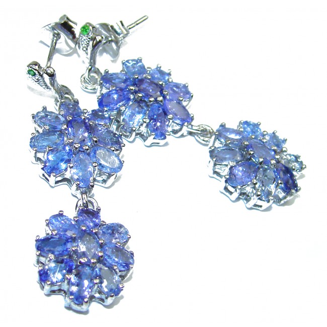 Luxurious Style Natural Tanzanite .925 Sterling Silver handmade earrings