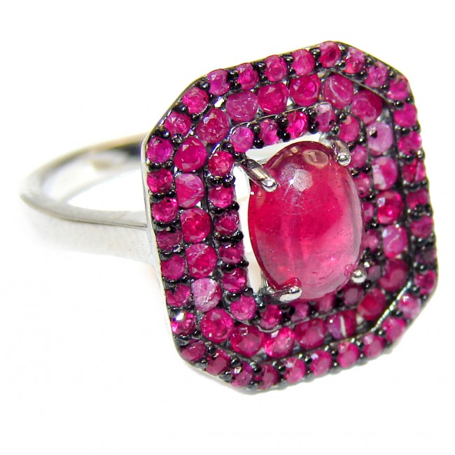 Ruby .925 Sterling Silver handcrafted ring; s. 7 1/4