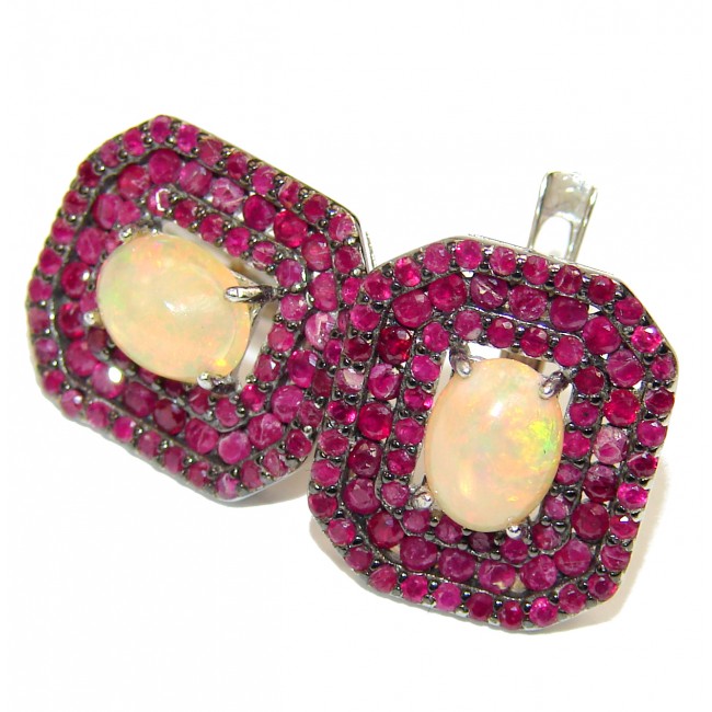 Spectacular Ethiopian Opal Ruby .925 Sterling Silver handmade earrings