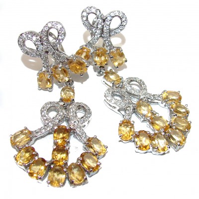 Luxurious Style Natural Citrine .925 Sterling Silver handmade earrings