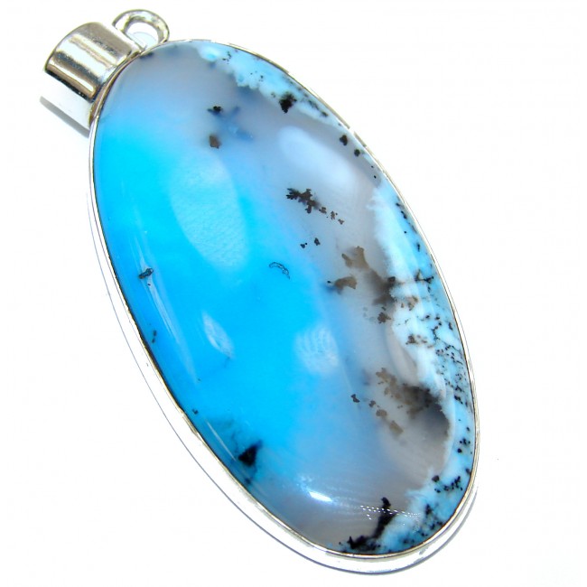 Perfect quality blue Dendritic Agate .925 Sterling Silver handmade Pendant
