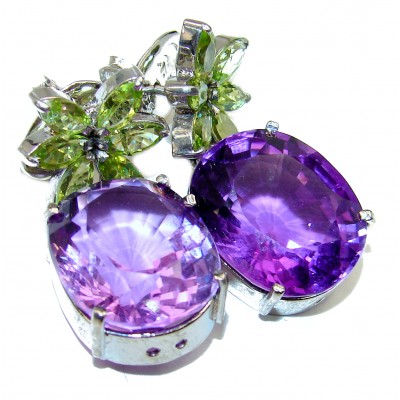 Luxury 35 carat Authentic Amethyst .925 Sterling Silver handmade earrings