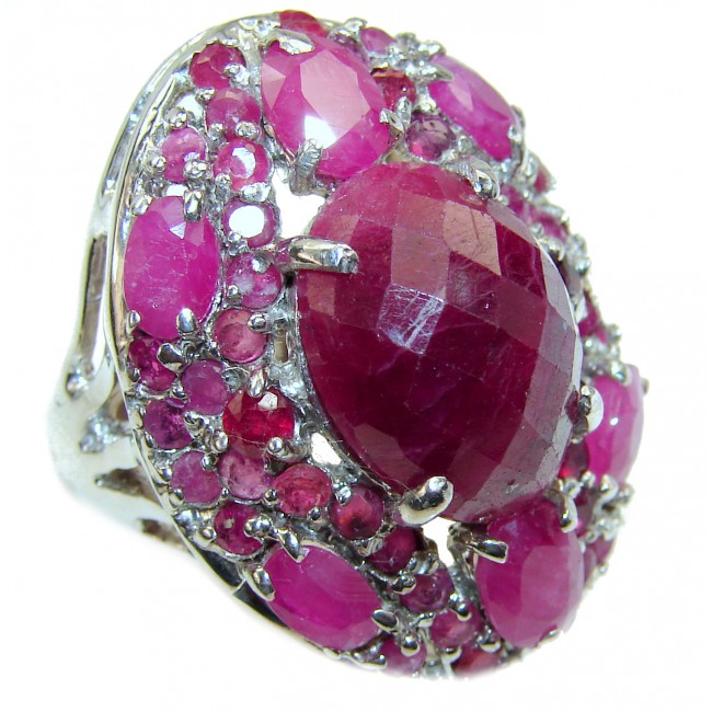 Royal quality 25.8 carat unique Ruby .925 Sterling Silver handcrafted Ring size 8 1/2