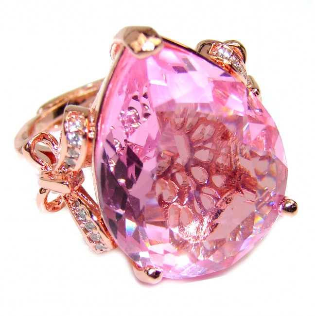 Fancy Pink Amethyst rose gold over .925 Sterling Silver handmade Ring s. 6 1/2