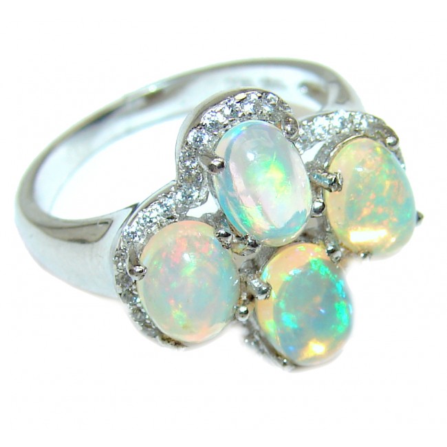 6.5 carat Ethiopian Opal .925 Sterling Silver handcrafted ring size 7