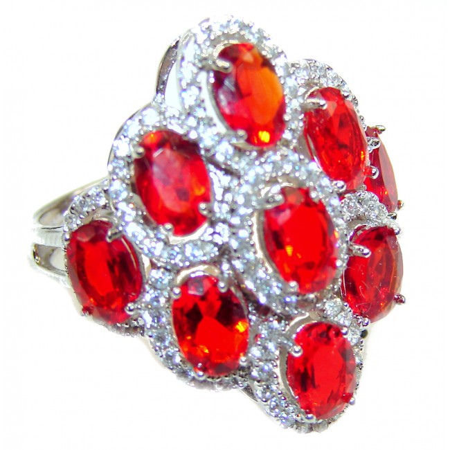 Authentic Red Helenite .925 Sterling Silver ring s. 6 1/2