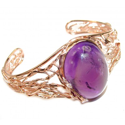 Real Treasure Genuine Amethyst 14K Rose Gold over .925 Sterling Silver handcrafted Bracelet / Cuff