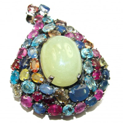 Vivid Beauty yellow Sapphire .925 Sterling Silver pendant Large brooch