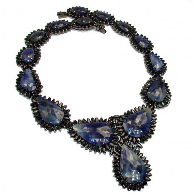 Marvels authentic Sapphire black rhodium .925 Sterling Silver handcrafted LARGE necklace