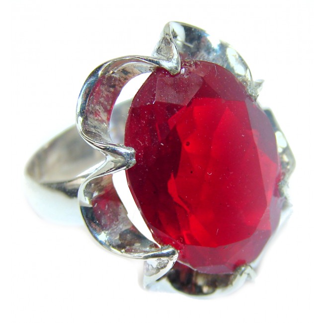 Red Quartz .925 Sterling Silver brilliantly handcrafted ring s. 7 1/2