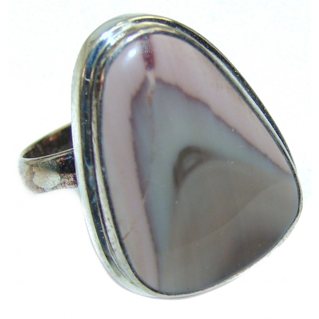 Genuine Imperial Jasper .925 Sterling Silver handcrafted ring s. 8 adjustable