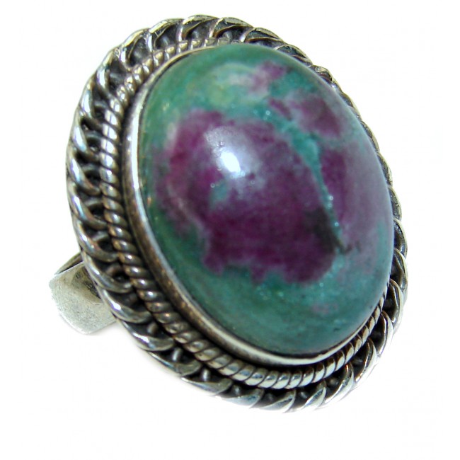 Exotic Ruby In Zoisite Sterling Silver Ring s. 6 1/4