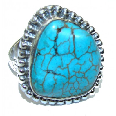 Copper Turquoise .925 Sterling Silver ring; s. 7 3/4