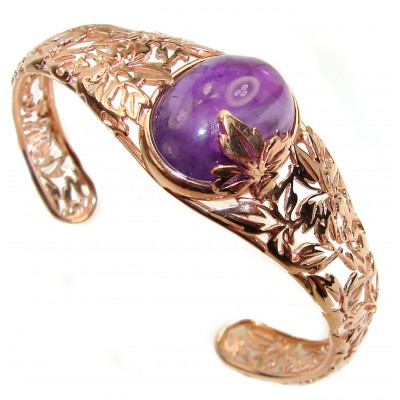 Real Treasure Genuine Amethyst 14K Rose Gold over .925 Sterling Silver handcrafted Bracelet / Cuff