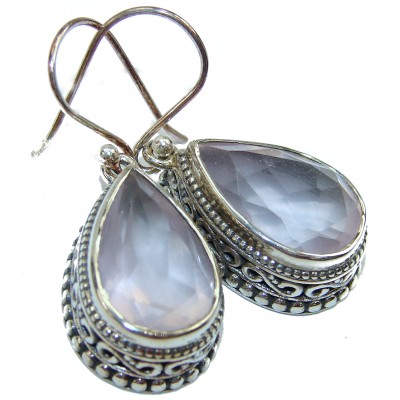 Genuine Rose Quartz Sapphire .925 Sterling Silver handcrafted Earrings
