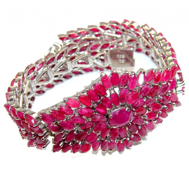 Alexandria Luxury Authentic Ruby .925 Sterling Silver handmade Bracelet