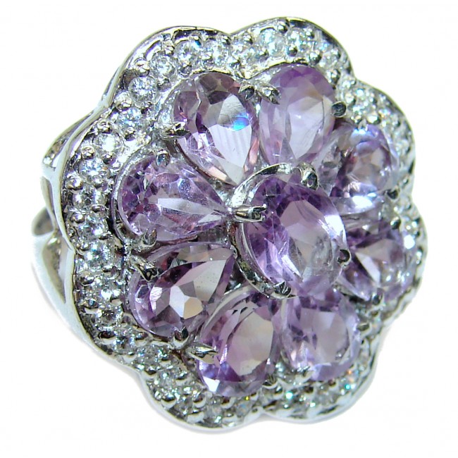 Purple Beauty 15.5 carat authentic Amethyst .925 Sterling Silver Ring size 7 3/4