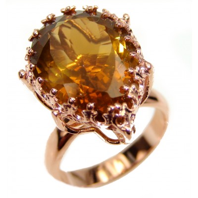 Carmen Champagne Smoky Topaz 18 carat Gold over .925 Sterling Silver Ring size 5