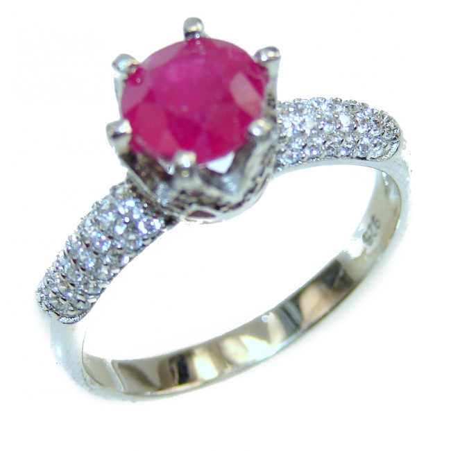 Genuine Ruby .925 Sterling Silver handcrafted Ring size 8