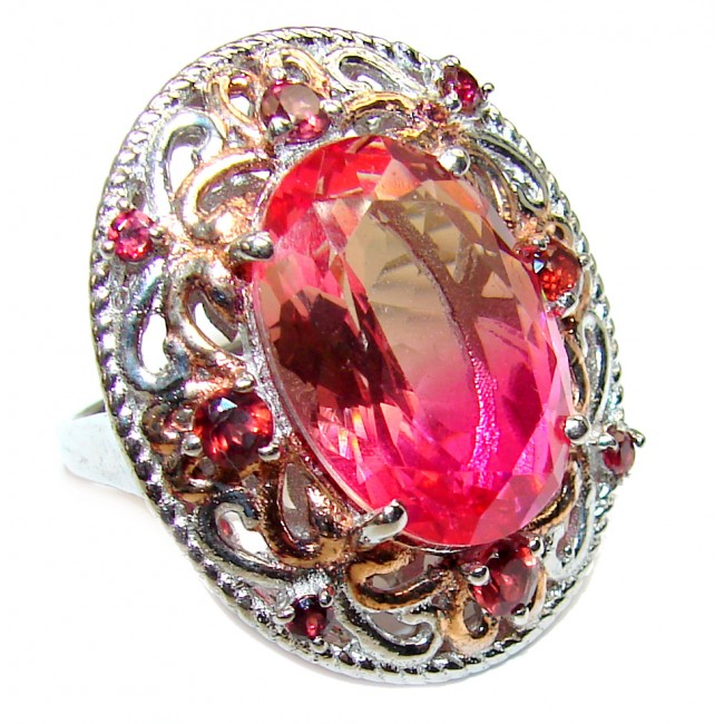 Sweet Pink Tourmaline .925 Silver handcrafted Ring s. 8 1/4